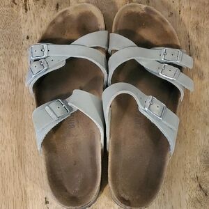 Birkenstock Franca Sandals Womens Grey Green Strappy Foot Matte Color